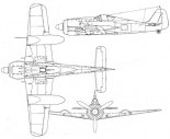 Focke-Wulf Fw-190A-7, rysunek w rzutach. (Źródło: archiwum).