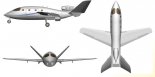 Samolot B-2 M, rysunek w trzech rzutach. (Źródło: Goraj Z. ”Zakład SiŚ oraz Centrum Kształcenia Konstruktorów Lotniczych, najważniejsze projekty badawcze”).