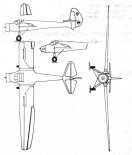 LWD ”Osa” z dwoma rodzajami silnika, rysunek w rzutach. (Źródło: Technika Lotnicza i Astronautyczna nr 10/1987).