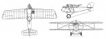 Halberstadt CL-IV, rysunek w rzutach. (Źródło: Rezmer W. ”Litewskie lotnictwo wojskowe 1919-1940”).