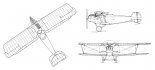 Hannover CL-II, rysunek w rzutach. (Źródło: Morgała A. ”Samoloty wojskowe w Polsce 1918-1924”).