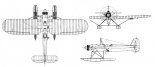 Heinkel HE-8 (H. M.II), rysunek w trzech rzutach. (Źródło: archiwum).