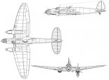 Heinkel He-111B-1, rysunek w rzutach. (Źródło: archiwum).