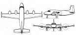Cessna 620, rysunek w trzech rzutach. (Źródło: Skrzydlata Polska nr 33/1957).