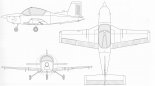 Pacific Aerospace CT-4C ”Turbine Airtrainer”, rysunek w rzutach. (Źródło: Glass A. ”Polskie konstrukcje lotnicze 1939-1954”. Tom 5).