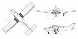 Beechcraft A 24R ”Sierra 200”, rysunek w trzech rzutach. (Źródło: Technika Lotnicza i Astronautyczna nr 1/1985).