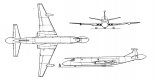 BAe ”Nimrod” AEW.3, , rysunek w trzech rzutach. (Źródło: Skrzydlata Polska nr 18/1978).