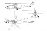 Mil Mi-6, rysunek w trzech rzutach. (Źródło: Technika Lotnicza Astronautyczna nr 6/1976).