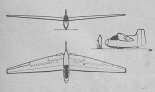 Fauvel AV-22, rysunek w trzech rzutach. (Źródło: Skrzydlata Polska).