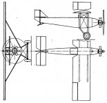 Samolot amatorski zbudowany w 1938 r., rysunek w trzech rzutach. (Źródło: Skrzydlata Polska nr 10/1965).