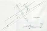 Projekt szybowca akrobacyjnego SZD-48-3 ”Jantar-Akrobat”. Na rysunku (rzut z góry) zaznaczono różnice między sylwetkami szybowców SZD-48-4 ”Jantar 17” i SZD-48-3 ”Jantar-Akrobat”. (Źródło: PLAR nr 2/2000).