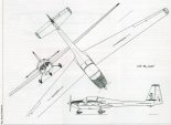 SZD-46 ”Lolek”, rysunek w rzutach. (Źródło: Przegląd Lotniczy Aviation Revue nr 12/1999).