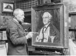 Leopold Pilichowski, zamieszkały w Wielkiej Brytanii, podczas malowania portretu Arthura Jamesa Balfoura, 1925 r. (Źródło: ”Narodowe Archiwum Cyfrowe. Sygnatura: 1-Z-1394”).