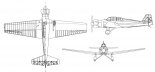 LWD ”Junak 1”, rysunek w rzutach. (Źródło: Kocent-Zieliński E. ”Łódzkie samoloty inżyniera Sołtyka”).