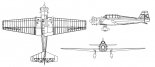 LWD ”Zuch 2”, rysunek w rzutach. (Źródło: Kocent-Zieliński E. ”Łódzkie samoloty inżyniera Sołtyka”).