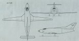 Projekt samolotu transportowego Edwarda Margańskiego, rysunek w trzech rzutach. (Źródło: Makowski Tomasz ”Współczesne konstrukcje lotnicze Polski”).