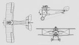 Nieuport 11C1 ”Bébé”, rysunek w rzutach. (Źródło: archiwum).