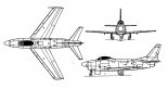 North American F-86D ”Sabre”, rysunek w trzech rzutach. (Źródło: Skrzydlata Polska n 47/1990).