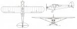 Piper L-4 ”Cub”, rysunek w rzutach. (Źródło: Luranc Z. ”Samolot Piper L-4 Cub”).