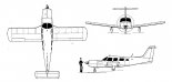 Piper PA-32RT-300 ”Turbo Lance II”, rysunek w trzech rzutach. (Źródło: Skrzydlata Polska nr 22/1978).