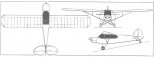 Podešva ”Piper UL” (”Cubby”), rysunek w rzutach. (Źródło: ”Jane's All the World’s Aircraft 2004-2005”).