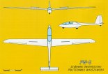  PW-6, rysunek w rzutach. (Źródło: Przegląd Lotniczy Aviation Revue nr 12/2000).