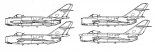 Podstawowe wersje seryjne polskich modyfikacji samolotu MiG-17: Lim-6, Lim-6bis, Lim-6R, Lim-6M. (Źródło: Technika Lotnicza i Astronautyczna  nr 6/1987).