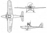 PZL-12, rysunek w trzech rzutach. (Źródło: via Sławomir Kin).