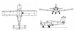 PZL-110 ”Koliber-150”, rysunek w trzech rzutach. (Źródło: Skrzydlata Polska nr 24/1990).