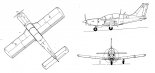 PZL M26 ”Iskierka”, rysunek w trzech rzutach. (Źródło: Technika Lotnicza i Astronautyczna nr 6/1987).
