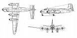 MD-12F, rysunek w trzech rzutach. (Źródło: Skrzydlata Polska nr 11/1963).