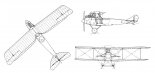 Rumpler C-IV, rysunek w rzutach. (Źródło: Morgała A. ”Samoloty wojskowe w Polsce 1918-1924”).