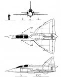 SAAB SK-37 ”Viggen”, rysunek w trzech rzutach. (Źródło: Skrzydlata Polska nr 33/1978).