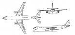 Airbus A 300B4, rysunek w trzech rzutach. (Źródło: Skrzydlata Polska nr 24/1979).