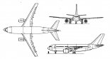 Airbus A 310, rysunek w trzech rzutach. (Źródło: Skrzydlata Polska nr 24/1979).