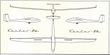 Schempp-Hirth ”Ventus 2a/b”, rysunek w rzutach. (Źródło: Przegląd Lotniczy Aviation Revue nr 10/2000).