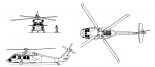 Sikorsky UH-60A ”Black Hawk”, rysunek w trzech rzutach. (Źródło: Skrzydlata Polska nr 39/1979).