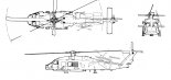 Sikorsky SH-60B ”Seahawk”, rysunek w trzech rzutach. (Źródło: Skrzydlata Polska nr 28/1990).