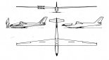 SZD-24-4 ”Foka-4”, rysunek w trzech rzutach. (Źródło: Skrzydlata Polska nr 9/1963).