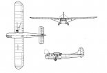 Waco CG-4A, rysunek w rzutach. (Źródło: archiwum).