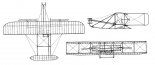 Wright A, rysunek w rzutach. (Źródło: Wright Brothers Aeroplane Company.A Virtual Museum of Pioneer Aviation).