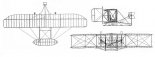 Wright ”Flyer II”, rysunek w rzutach. (Źródło: Wright Brothers Aeroplane Company.A Virtual Museum of Pioneer Aviation).