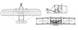 Wright ”Flyer I”, rysunek w rzutach. (Źródło: Wright Brothers Aeroplane Company.A Virtual Museum of Pioneer Aviation).