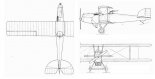 Samolot liniowy WZ-VIII ”De-Że-Pe”. Rysunek w trzech rzutach. (Źródło: Glass A. ”Polskie konstrukcje lotnicze 1893-1939”).