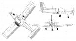 Zlin Z-142, rysunek w czterech rzutach. (Źródło: Technika Lotnicza i Astronautyczna nr 6/1980).