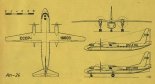 Antonow An-24, rysunek w trzech rzutach. (Źródło: Skrzydlata Polska nr 45/1964).
