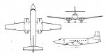Avro Canada C-102 ”Jetliner”, rysunek w trzech rzutach. (Źródło: Skrzydlata Polska nr 38/1990).