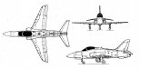 BAe ”Hawk” Mk.200, rysunek w trzech rzutach. (Źródło: Skrzydlata Polska nr 16/1990).