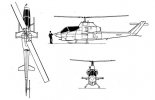 Bell AH-1S "Cobra", rysunek w trzech rzutach. (Źródło: Skrzydlata Polska nr 28/1979).