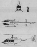 Bell-206L ”LongRanger”, rysunek w trzech rzutach. (Skrzydlata Polska nr 34/1978).